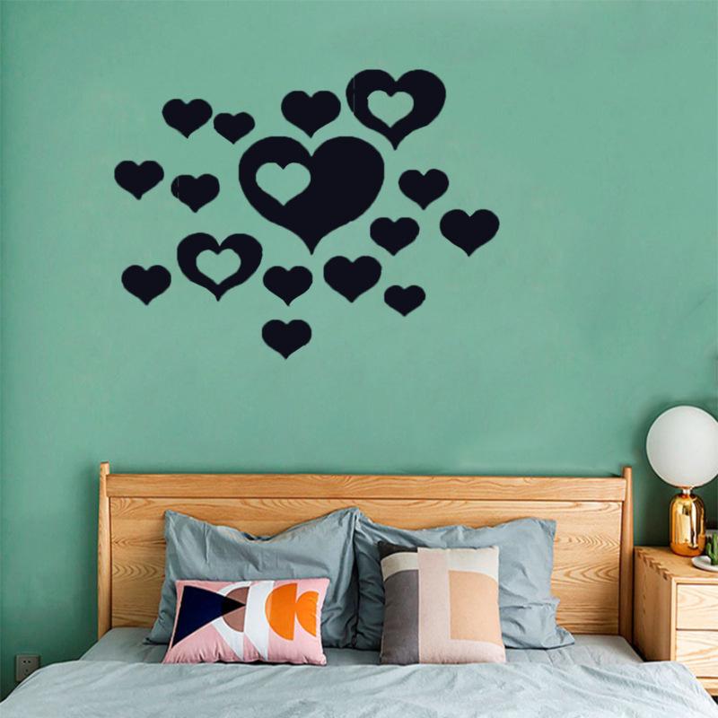Wall Stickers Love-Heart 3D Acrylic Wall Decal Stickers for Home Living Room Bedroom