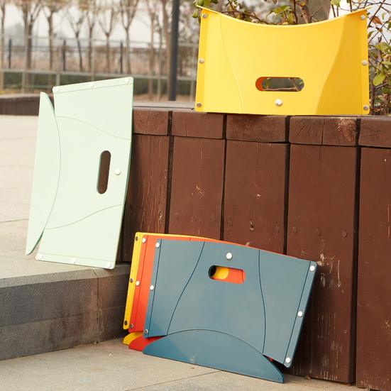 Portable Folding Stool Ultra-Thin Outdoor Plastic Camping Chair Multi-functional Shopping Handbag for Hiking