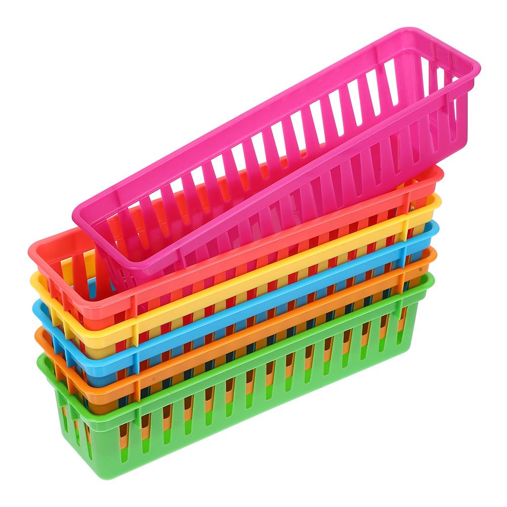 12 Pcs Basket Pencil Holder Stationery Plastic Baskets for Classroom Crayon Table Bins Supplies Small Tray Storage Student
