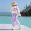 Summer Girls Clothes Child Set Sports Suit Teen Tracksuit Letter Flower Loose T Shirt + Ankle Tied Pants 4 6 8 10 12 Year