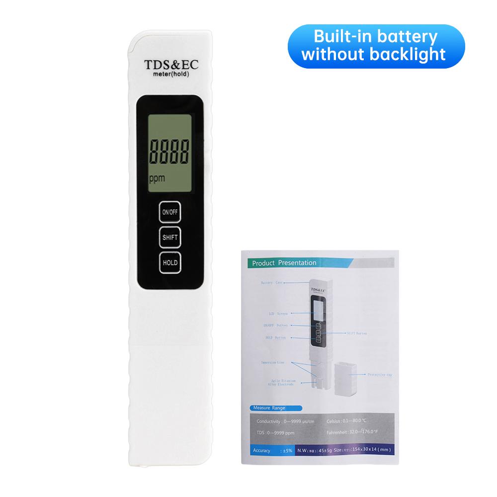 

3 in 1 PH Tester TDS/EC/TEMP With Backlight Water Quality Testing Conductivity Non-Slip Design Water Quality Digital Tester