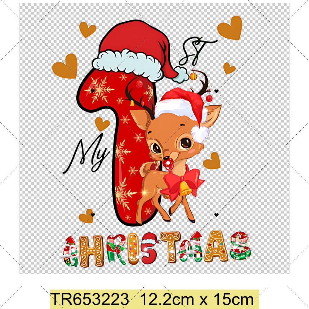 My First Chrismas DIY Clothing Heat Transfer Sticker Kids T-shirt Infant Romper Clothing Patches Heat Transfer Xmas Sticker