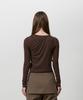 THREE TO EIGHTY Knotted Strap Layered Tee Brown