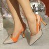 Liyke  Autumn New Sexy Slingback Shoes Women Pumps Cozy Leather Pointed Toe Back Buckle Strap Thin High Heels Mules Sandal