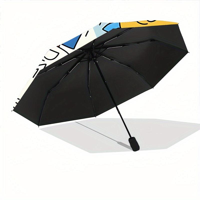1pc Cute graffiti Automatic Open/Close Umbrella with Windproof, Functional Design, 8-Rib Sturdy Canopy