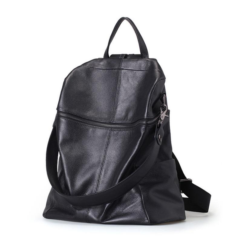 Ryggsekk i ekte skinn Stor kapasitet skolesekk Preppy ryggsekk Vintage veske