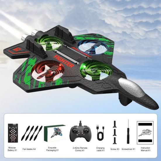 Remote Control Airplane Toy 360 Degrees Stunt Spin LED Lights Drop-Resistant Remote Control Fighter Jet Kids Adults Beginner RC Aircraft Model Toy