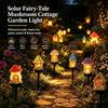 Solar Fairy Tale Mushroom House Lamp, Cottage Yard Garden Stake Light, Resin Mushroom House Ornament, Waterproof LED Mushroom House Statue Lamp