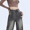 High Waist Retro Wide Leg Jeans for Women - Early Autumn, Loose Fit, Floor-Length.