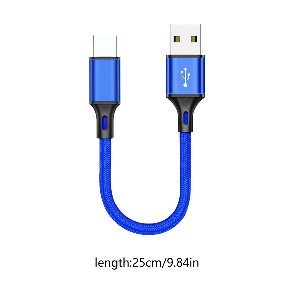 25 см Портативный Ультракороткий USB Кабель Быстрой Зарядки Для Power Bank MP3 MP4 Камеры iPhone Xiaomi Oneplus Телефон Тип C MicroCord синий