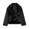 Chaqueta de Mujer con Cuello Solapa, Manga Larga, Corte Holgado, Piel Sintética, Ropa de Abrigo Informal