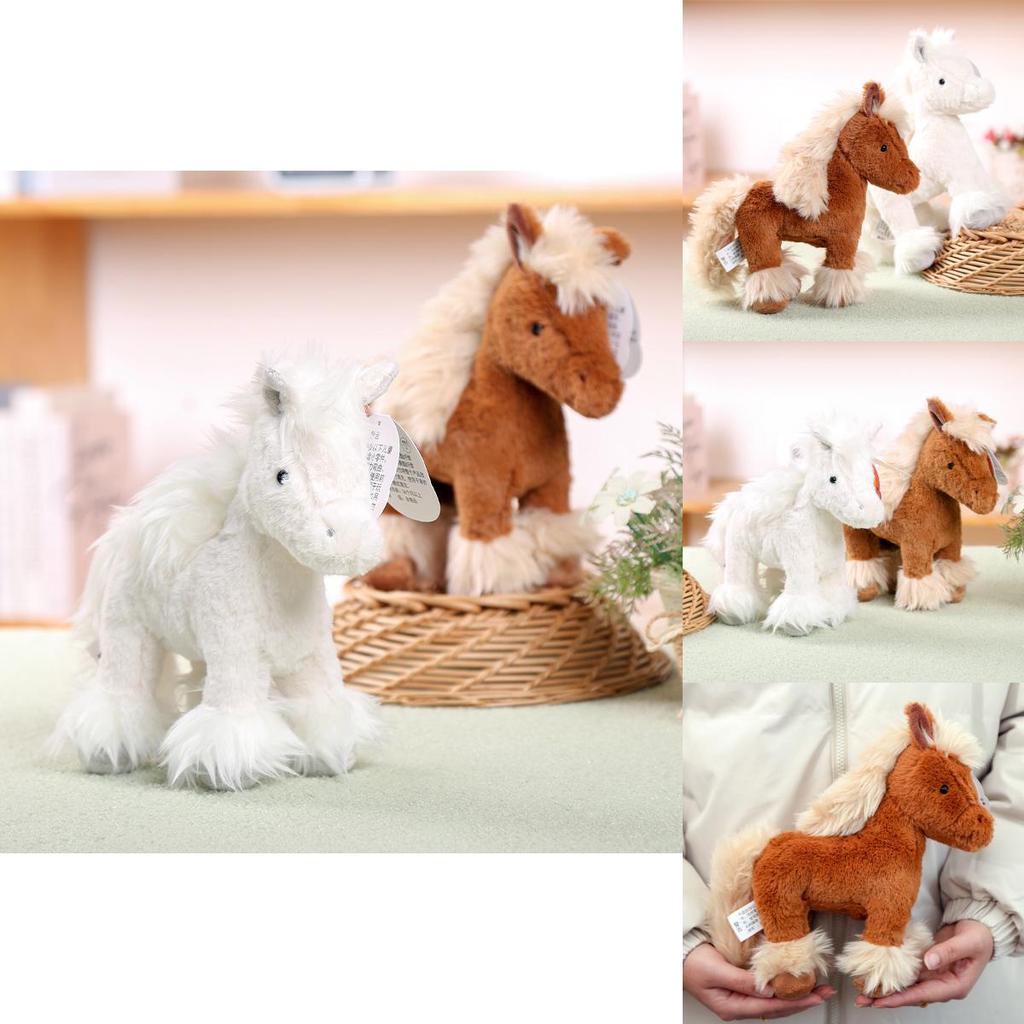Cute White And Brown Horse Plush Toy For Bedroom Decor