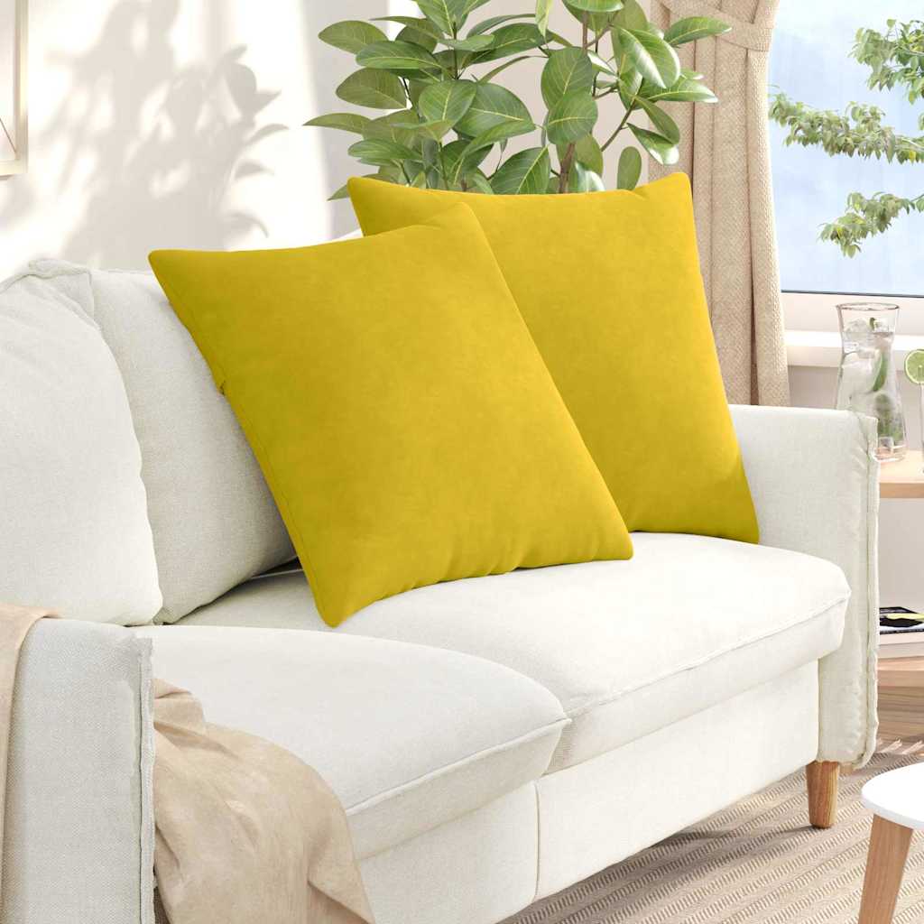Sofa Cushions 2 pcs Yellow 60 x 60 cm Cord Fabric