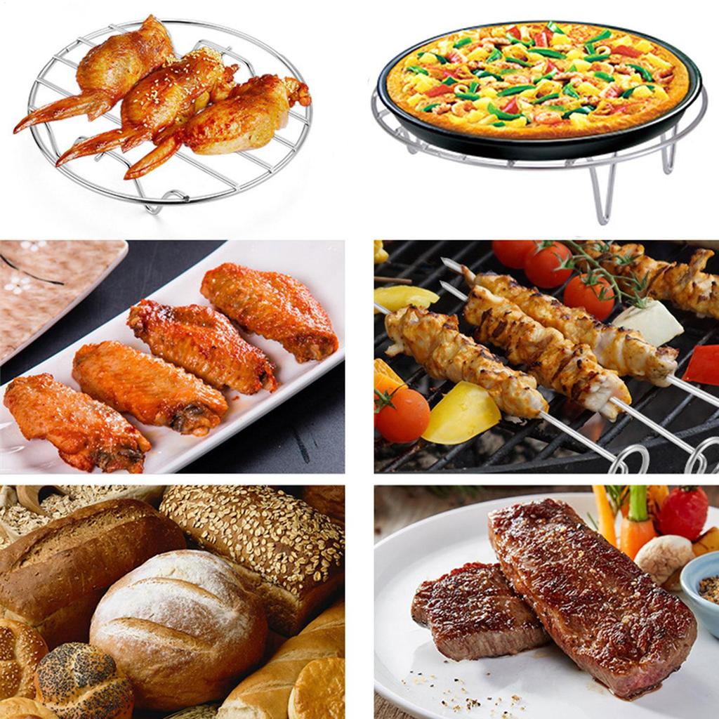 Stainless Steel BBQ Net 6/7/8 Inches Roasting Rack Baking Air Fryer Rack Kitchen Grill Holder Cooking Non-stick  Grilling Rack