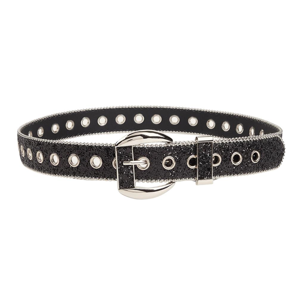 PU Belt with Shinning Adjust Pin Buckle Woman Full Sequins Waist Belts Girls Rhinestones Belt for Jeans Coat Skirt