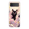 Phone Cover For Samsung Galaxy Z Flip 6 5 4 Case Transparent For Samsung Z Flip 3 Hard PC Foldable Bags Cartoon Black Cat Couple