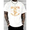 Men's Vintage Spanish Gothic T-Shirt - Distressed Skull & Letter Print Streetwear Tee, Breathable Short Sleeve Round Neck Top Suitable for Summer