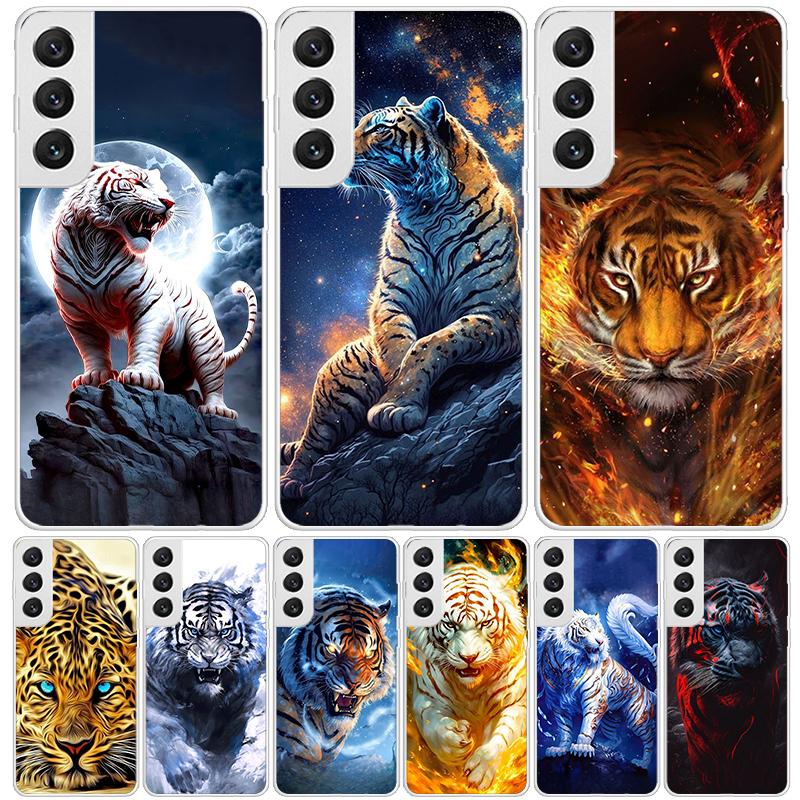 Ferocious Tiger Animal Phone Case For Samsung Galaxy S25 S24 S23 S22 S21 FE S20 Ultra S10 Plus Art Customized Coque Capa S24 S23