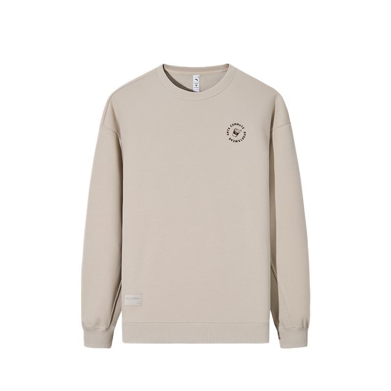 

Anta Удобный флисовый свитшот свободного кроя с круглым вырезом и надписью, мужской, 152547716N-1