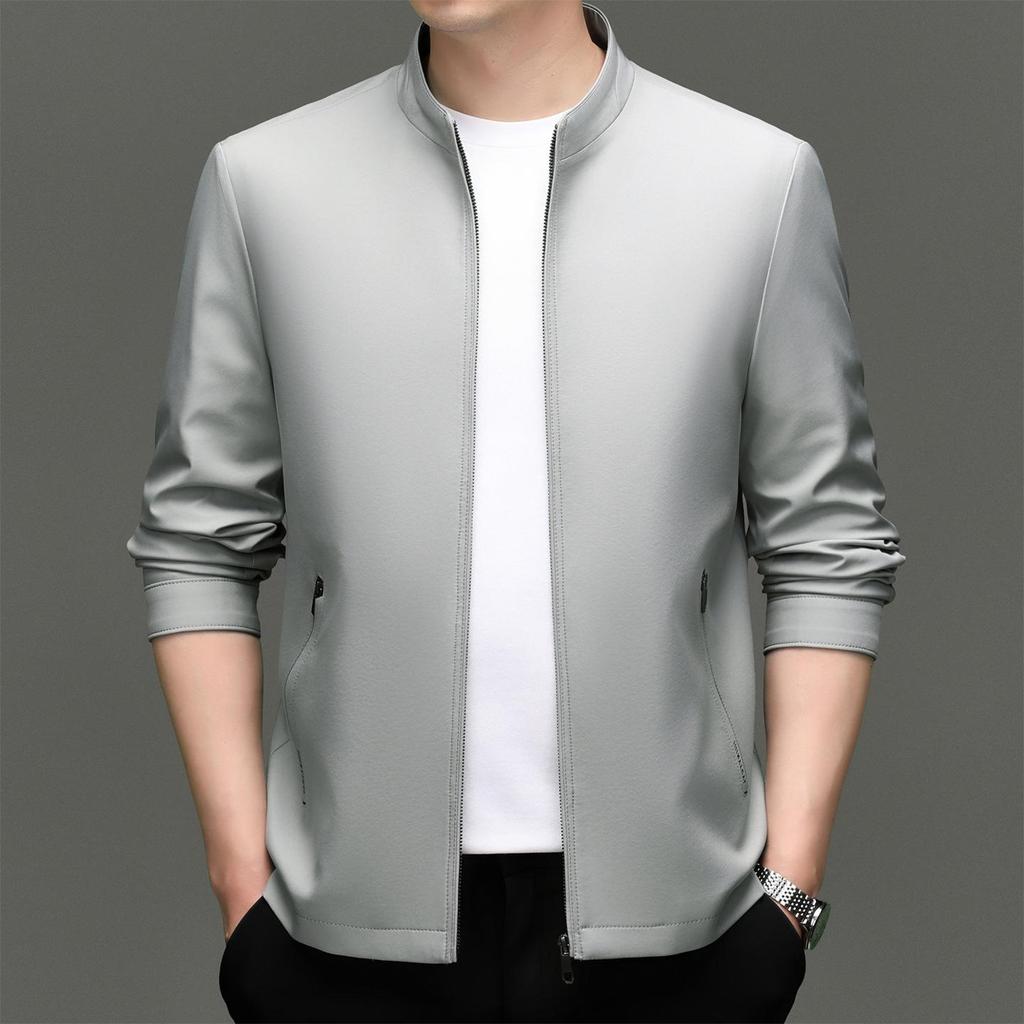 2026 Men's Stand Collar Business Jacket - High-End Spring & Autumn Outerwear, New Casual Style for Middle-Aged Men