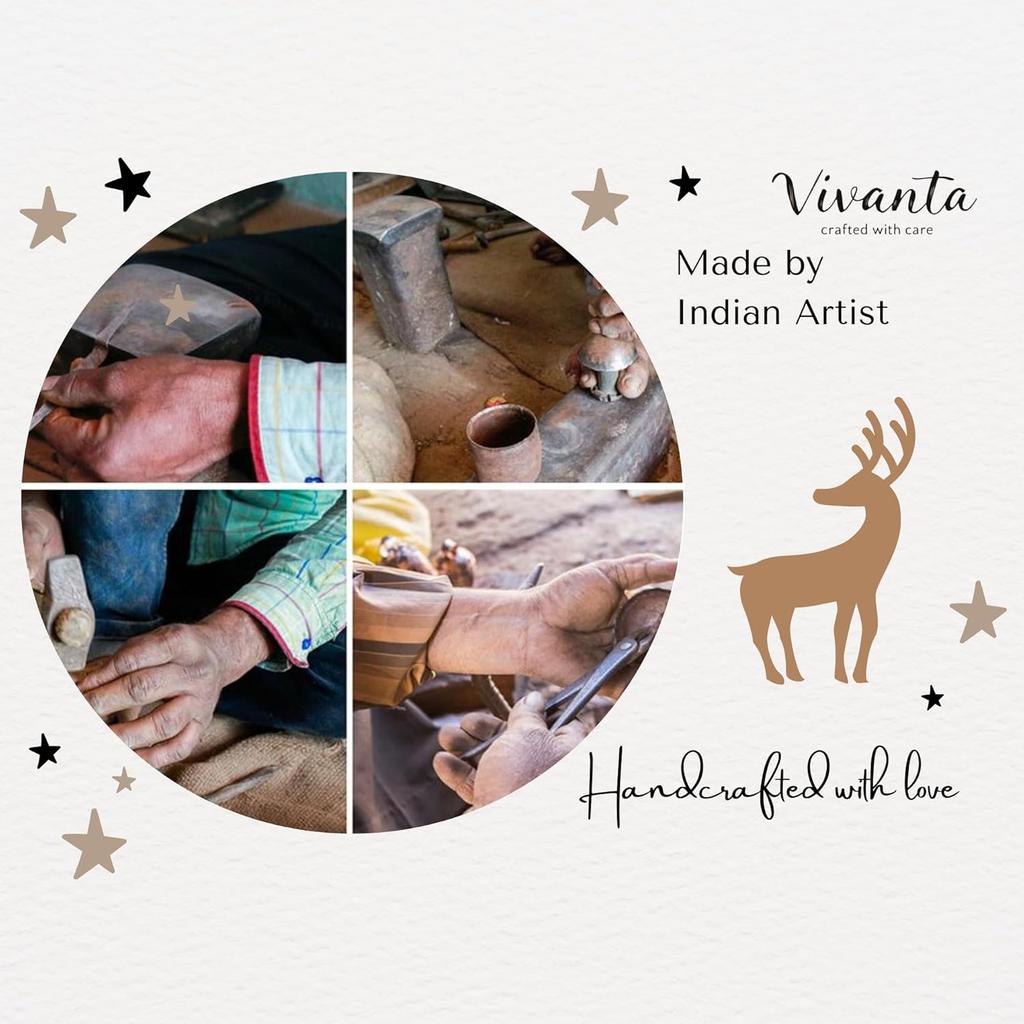 Rustic Bronze Metal Wind Chime With Star Cutouts And 7 Bells For Garden Decor Outdoor Porch Balcony Memorial Gift 19 X 4.5 Inch