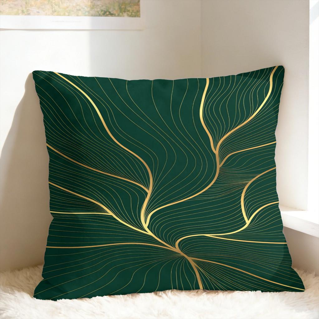 Green And Gold Line Pattern Pillow Case Print Pillow Cover For Sofa Home Decor Vintage Pillowcases