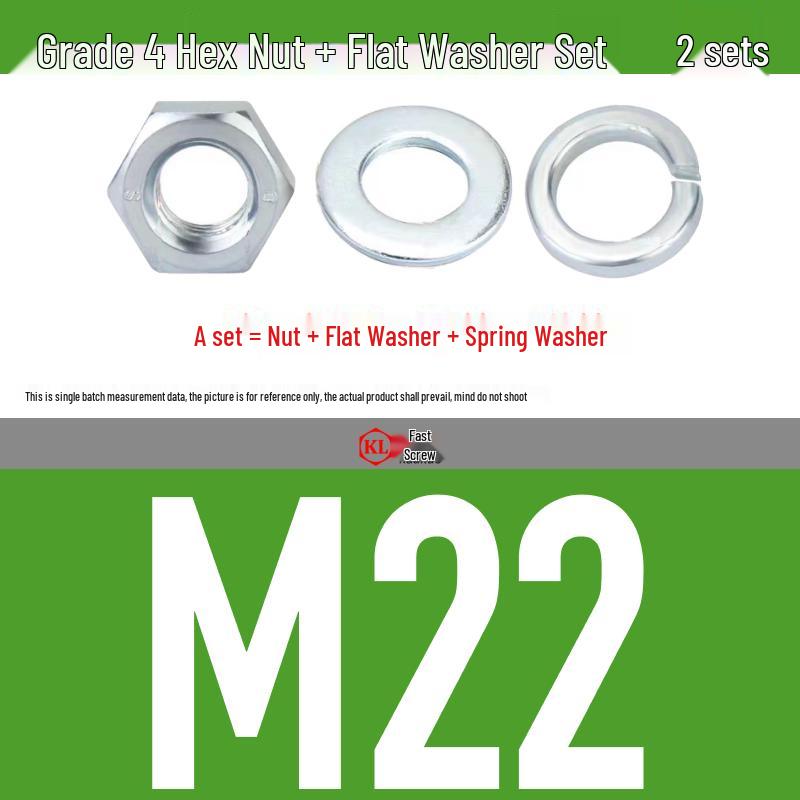 Galvanized Hex Nuts, Flat Washers, Spring Washers in M2-M48, Blue and White Zinc Coated