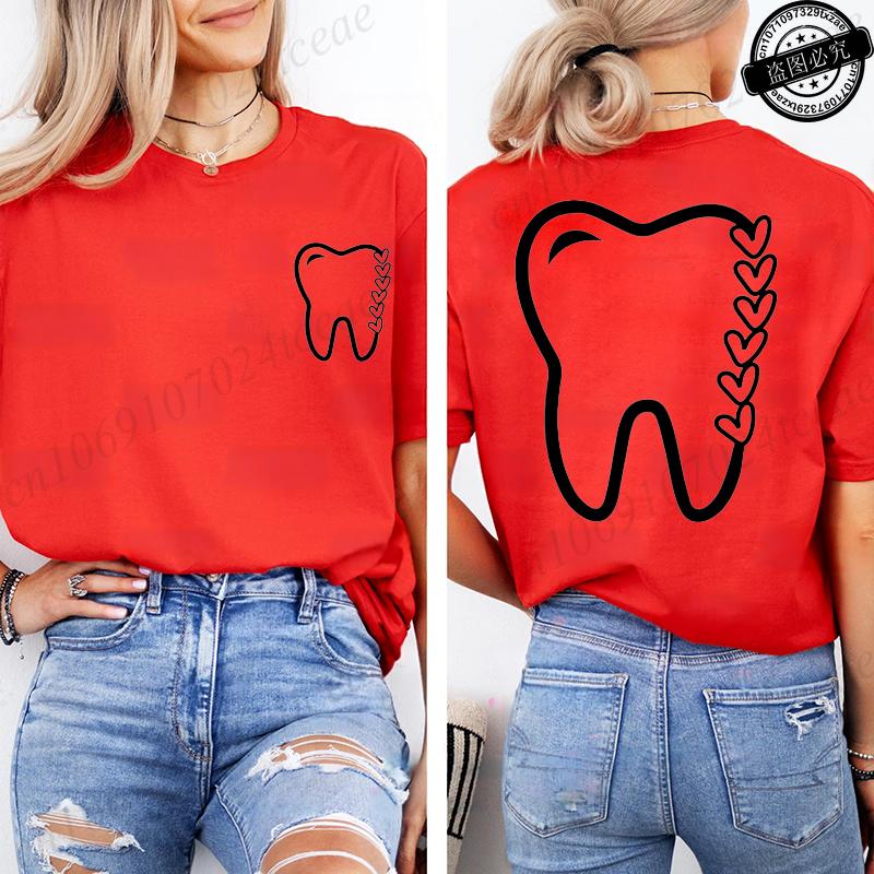 Women Dental Graphic T Shirt Clothes Funny Letter Print T-Shirts Short Sleeve Tee Shirts Summer Fashion Female T-Shirts Clothing