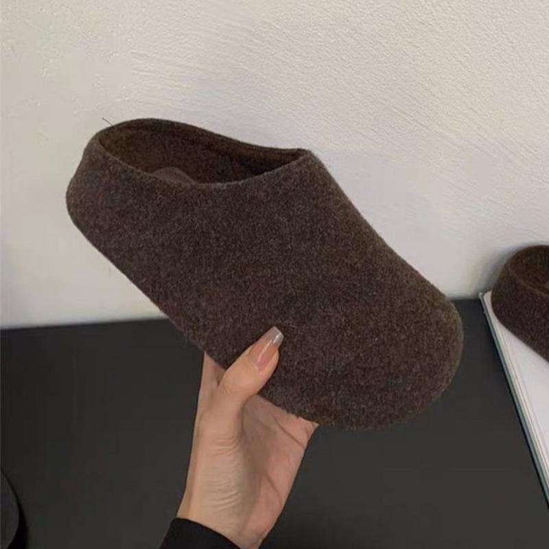Platform Women's Cotton Slippers Flats Fashion Mules Shoes Winter Suede Snow Boots Brand Flip Flops Cozy Mujer De Botas