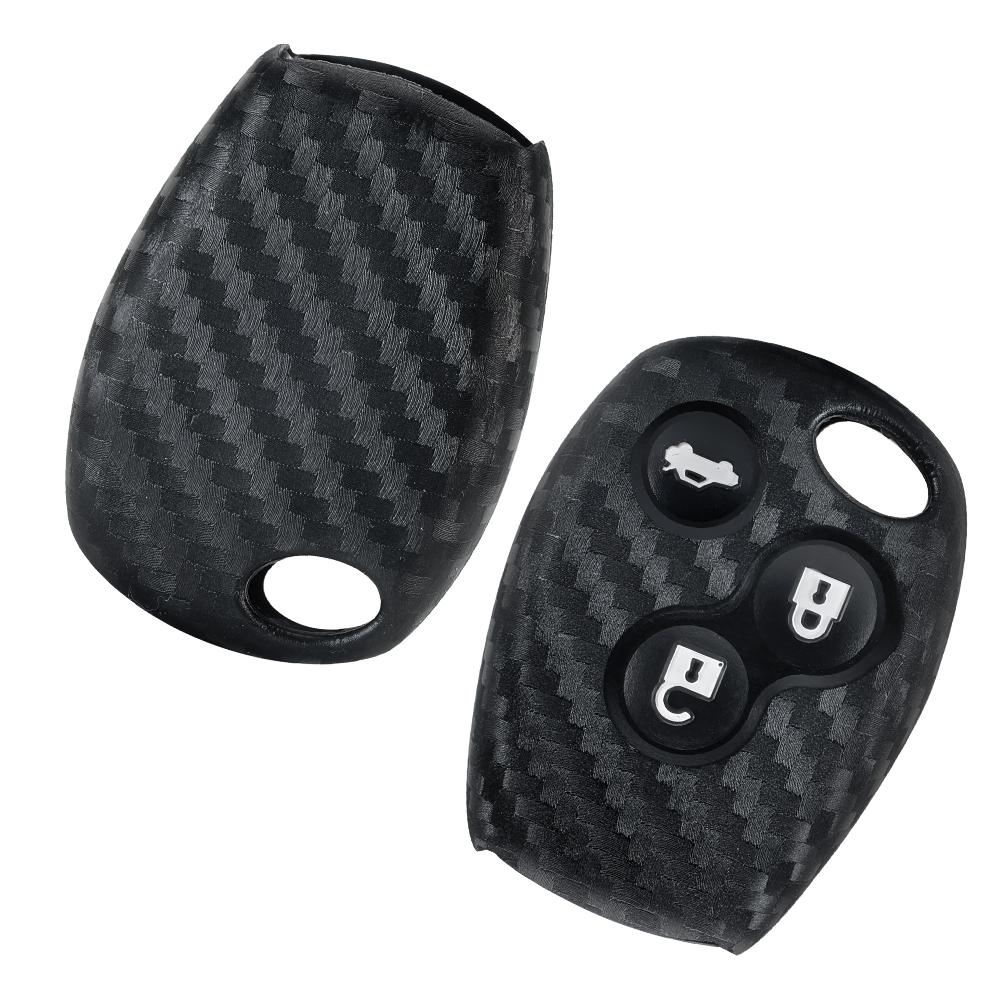 Key Rings Carbon Silicone Car Key Case 2 3 Buttons For Renault Duster Clio Dacia 3 Twingo Logan Sandero Modus For Nissan
