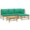 VidaXL Salon de jardin 5 pcs avec coussins vert bambou 3155145