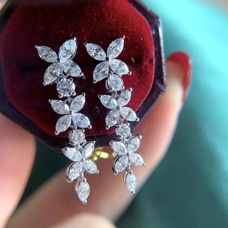 New Crystal Pendant Earrings with Zirconia Gorgeous Girls' Wedding Party Fashion Jewelry Light Luxury Personalized