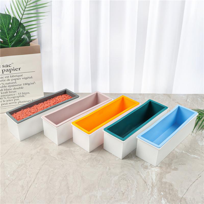 Plastic box + Silicone inner support Soap Mold 1200ml Mousse Cake Soap Mould DIY Multicolor Silicoen Loaf Cake Toast Mold