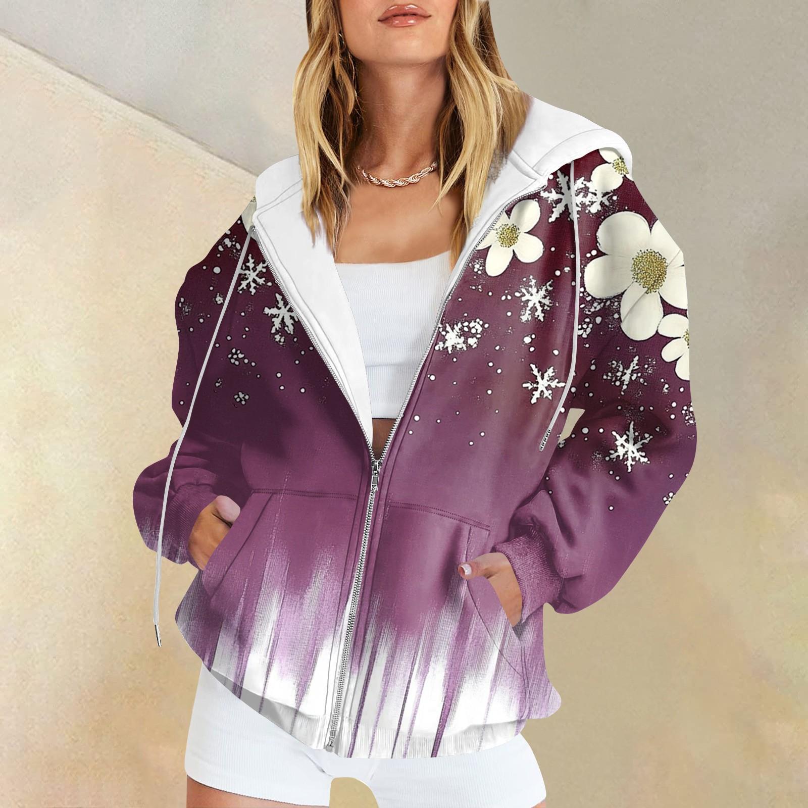 Женские повседневные модные пуловеры с длинными рукавами и принтом толстовки на молнии пальто L 1980₽