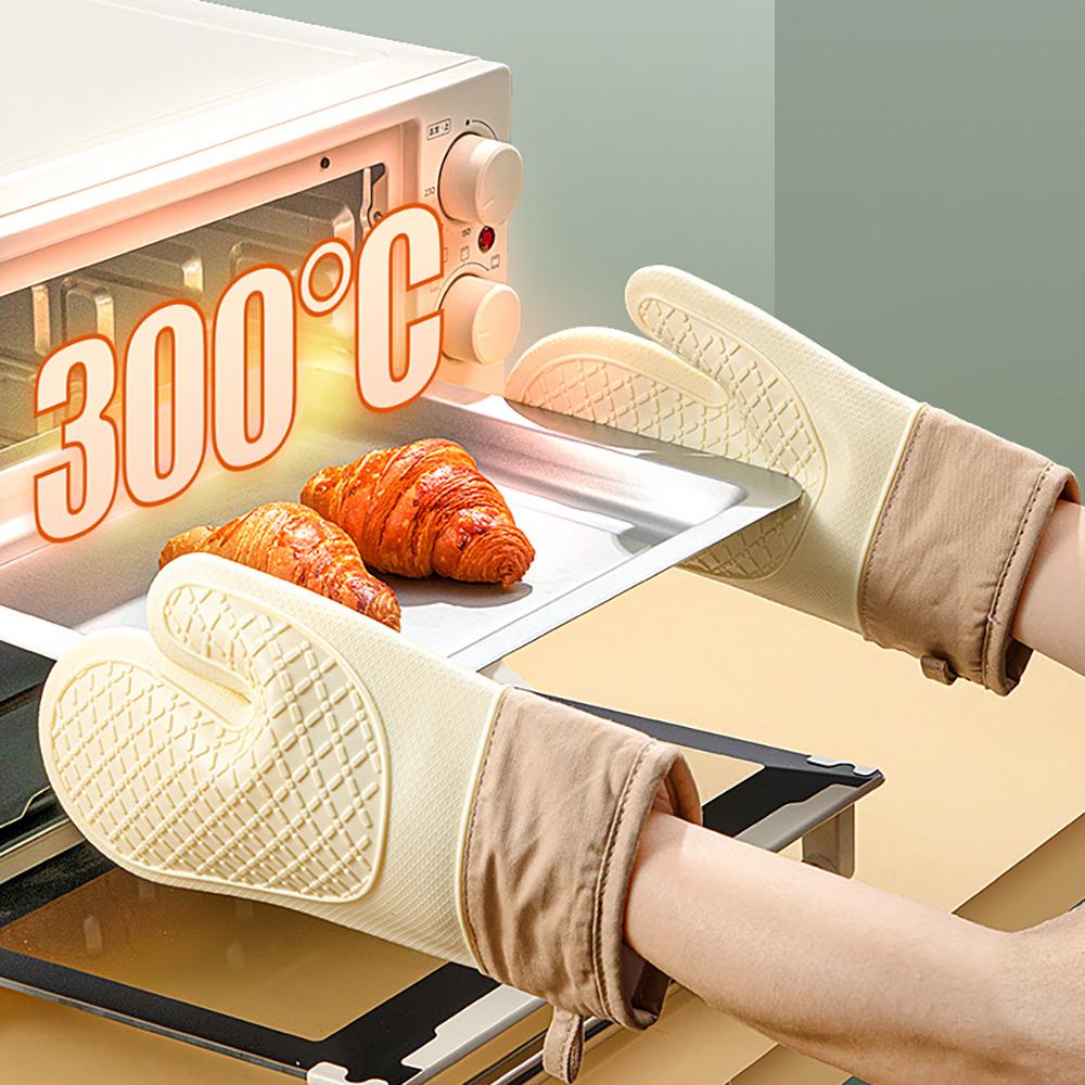 1 pc Silicone Insulation Oven Gloves Thickened Non-slip  Anti-scald High Temperature Resistant Kitchen Microwave  Baking Mitts