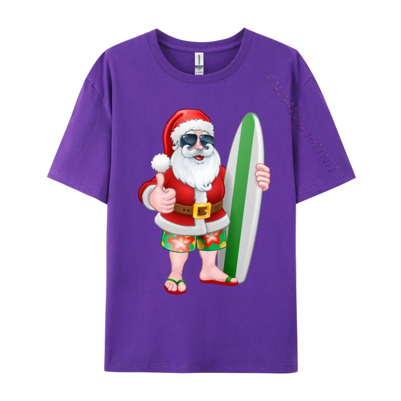 Cool Santa Surfboard Shades Cartoon Comfortable T Shirt Company Cool Cotton Fabric Men T Shirt Hip Hop Tee Shirts Wholesale