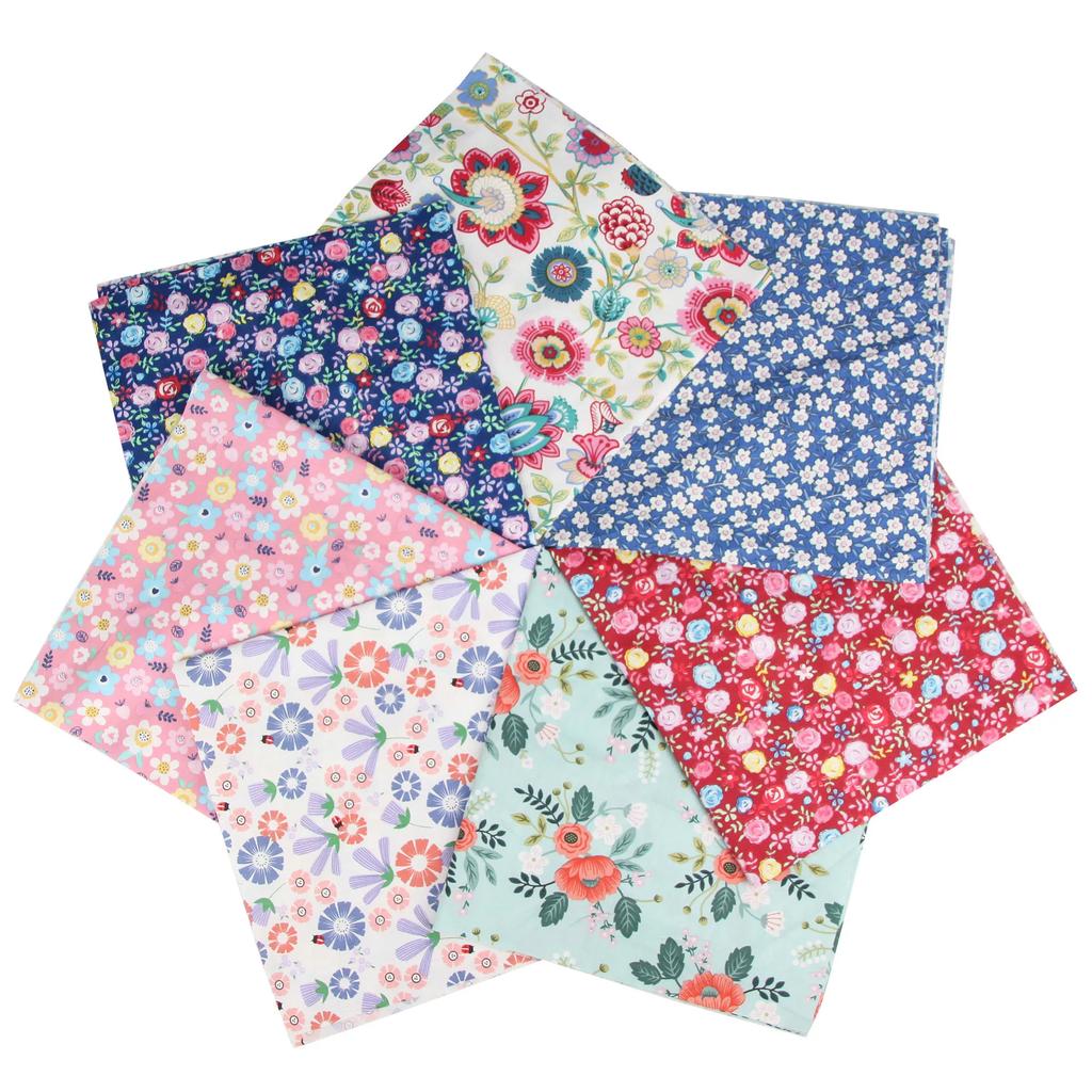 7PCS 25 X 25CM Squares Cotton Craft Fabric Cloths for DIY Bundle Patchwork Quilting Sewing Scrapbooking Artcraft