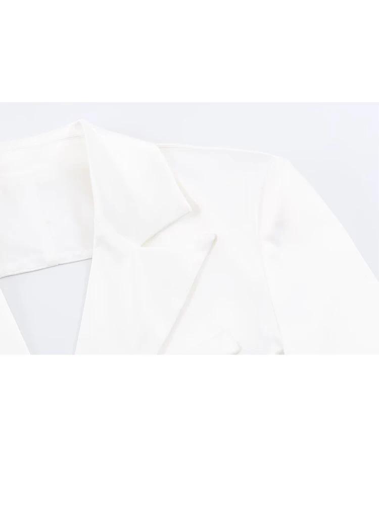 New Women Spring Summer Casual White Two Button Cropped Vest Lapel Collar Curved Hem Sleeveless For Work Office Daily Wear
