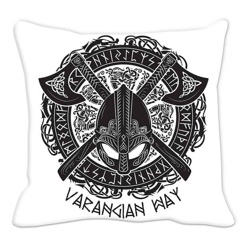 Schwarze Rune Geometrisches Kreisförmiges Gedrucktes Muster Kissenbezug für Zuhause Wohnzimmer Sofa Dekoration Polyester Kissen