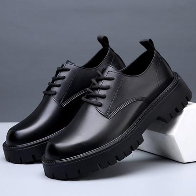 Chaussures Décontractées pour Hommes à la Mode à Lacets Noires en Cuir Chaussures de Travail de Bureau Mocassins pour Hommes Baskets d'Extérieur à Plateforme Britanniques d'Affaires pour Fête et Robe