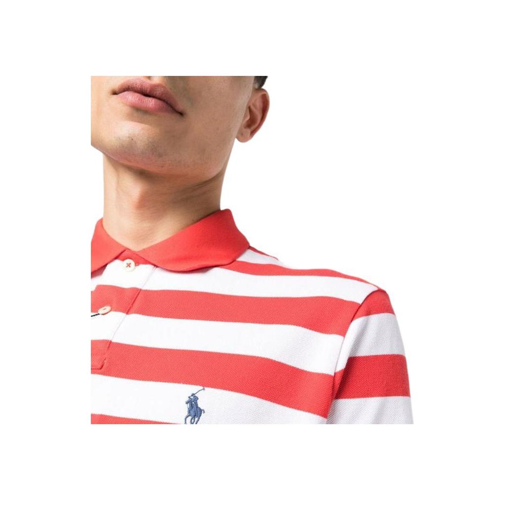 Polo Ralph Lauren SS23 Polo à Manches Courtes Rayé avec Logo Brodé Homme tops 710898606-002