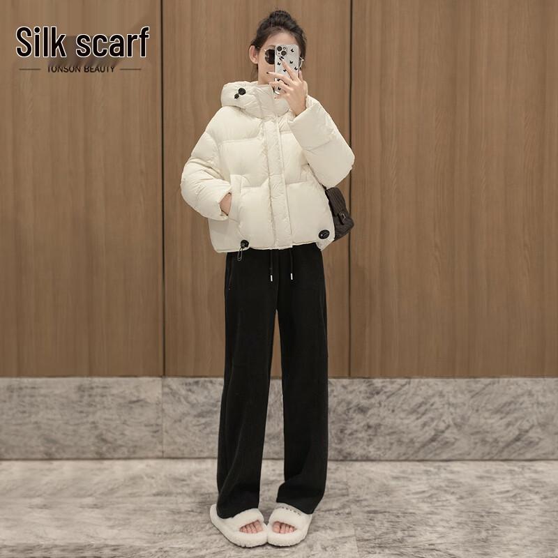 Sibaishe Women s Solid Hooded Down Jacket M