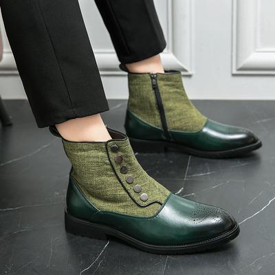 Fashion Winter Hot Selling Men's Chelsea Boots Pointed British Style Business Short Boots Trendy Green Men's Leather Casual Shoes