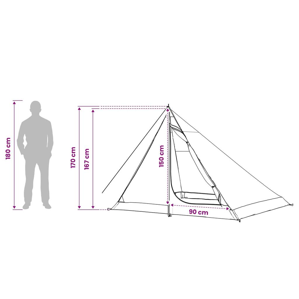 Trekking Tent Blue 4 Person 185T Polyester with PU Coating