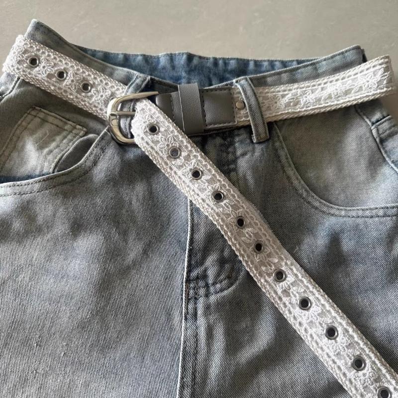 Vintage Lace Canvas Belt For Women Fashionable Metal Buckle Decorative Waistband Retro Jean Accessory Korean Trendy Design 110Cm