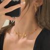 Gold Heart Star Necklace - European & American High-End Clavicle Design, Celebrity Style Titanium Steel.