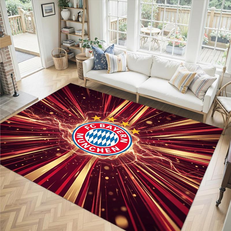 FC Bayern Design Kristall Samt Teppich Gemütlich Nicht?Rutschfester Teppich mit Aufdruck für Schlafzimmer Wohnzimmer Eingang