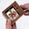 Portable Wooden Hand Cranked Music Box Featuring 16 Photo Rotation and Glowing Light for Wedding Event