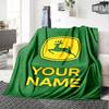 1pc John Deere Banner Blanket with Custom Name, Gift, for Men and Women, Soft Blanket, Good for Sofa Bed Couch Travel, Lightweight Flannel Blanket