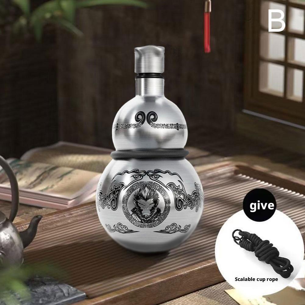 

Портативная бутылка для воды в стиле тыквы с темой Укун, 304 нержавеющая сталь, чашка с термоизоляцией, черная, игровая, косплей, шнурок, для улицы 401-500ml